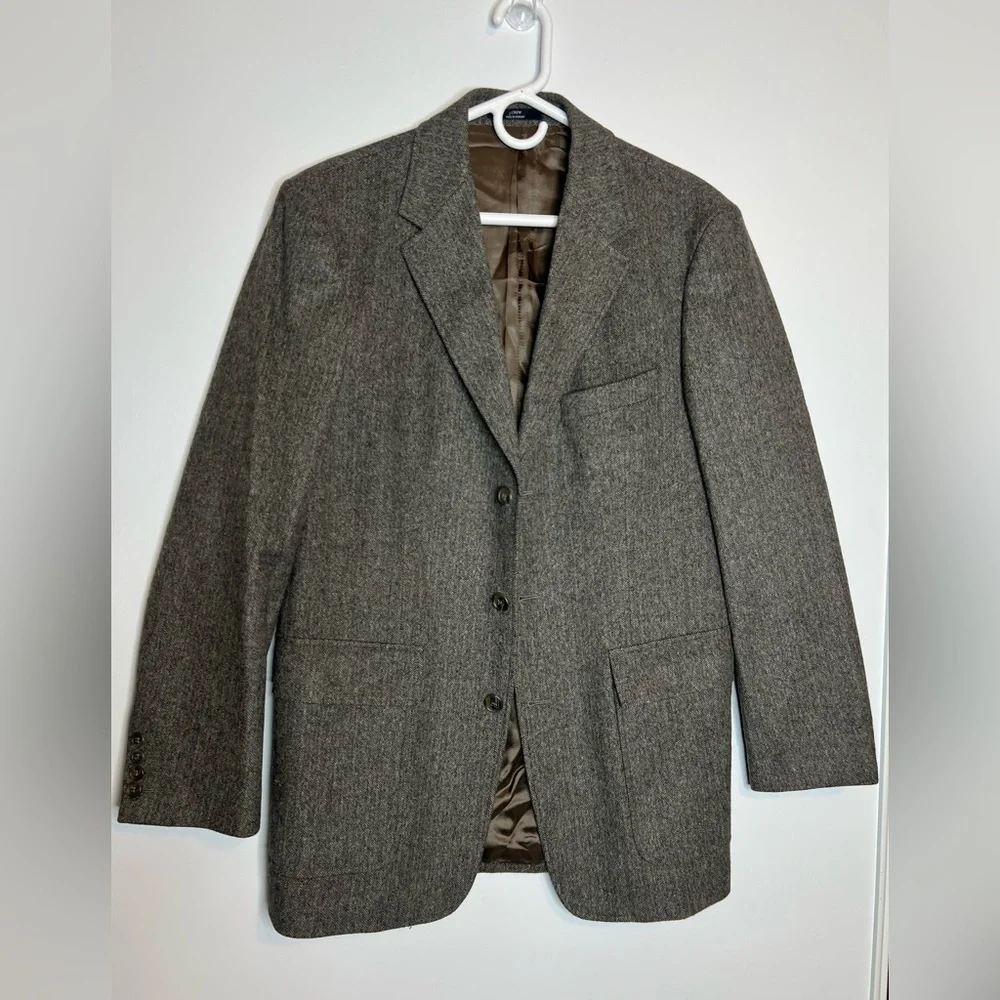J.Crew Wool Blazer Men’s 39R Tweed / Herringbone Sports Coat Jacket In Brown - Picture 1 of 13